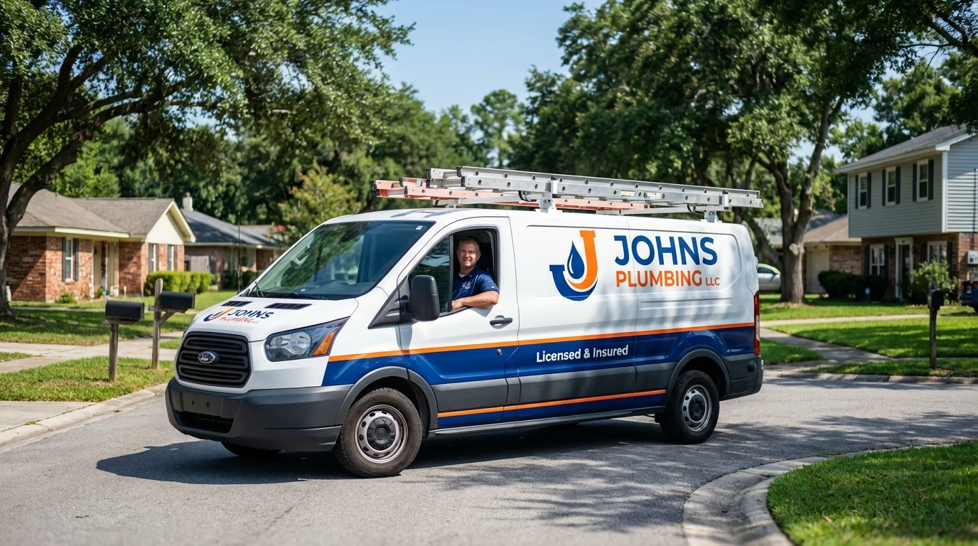 Johns Plumbing LLC service van in Kershaw, SC