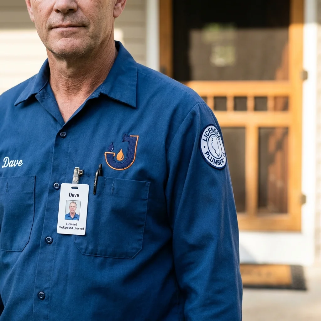 Licensed plumber showing ID badge in Kershaw, SC