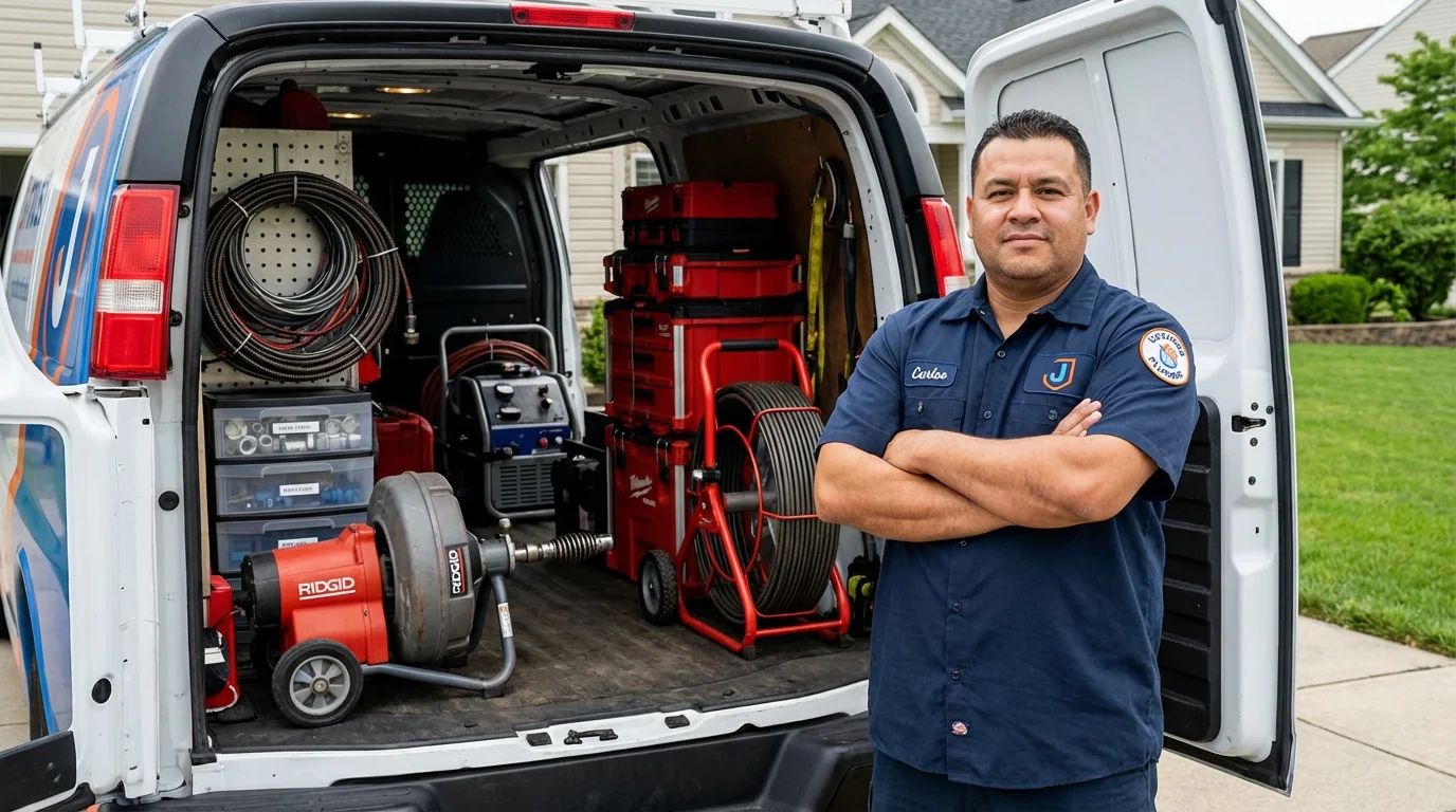Professional drain cleaning equipment and Johns Plumbing LLC plumber in Kershaw