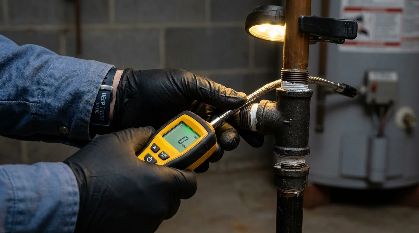Gas leak detection with electronic sniffer by Johns Plumbing LLC in Kershaw