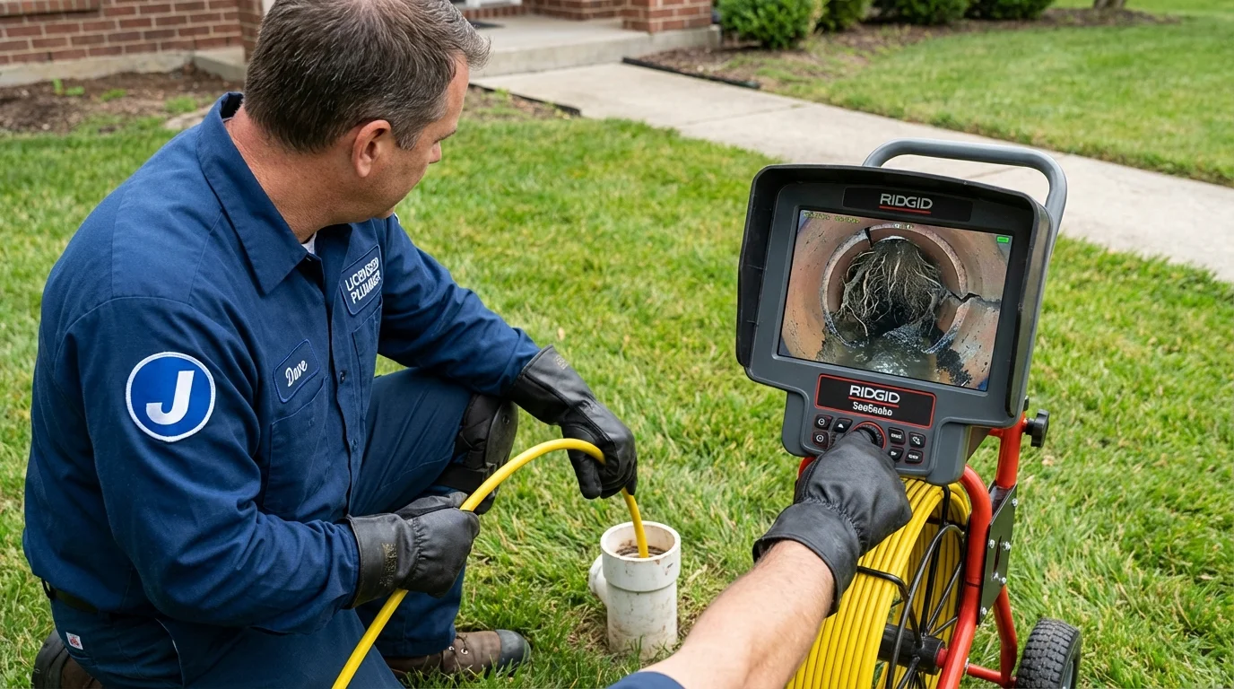 Sewer camera inspection being performed by Johns Plumbing LLC in Kershaw